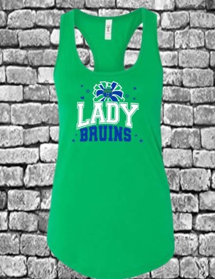 Next Level Apparel Women's Ideal Racerback Tank - Green-Orange, Medium, 60% Cotton 40% Polyester