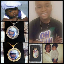 Load image into Gallery viewer, Custom Rhinestone Photo Necklace with Regular Chain